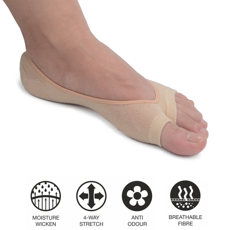 F Flammi Flammi 3/6 Pairs Women Peep Toe Liner Socks No Show with Nonslip Heel Grip (5-8, 6pairs-beige) - Image 5
